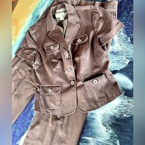 Like NEW Talbots Stretch Brown 2 Piece Suit Set Size 4